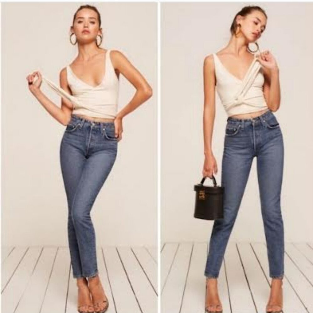 Reformation French Skinny High Rise Black Jeans